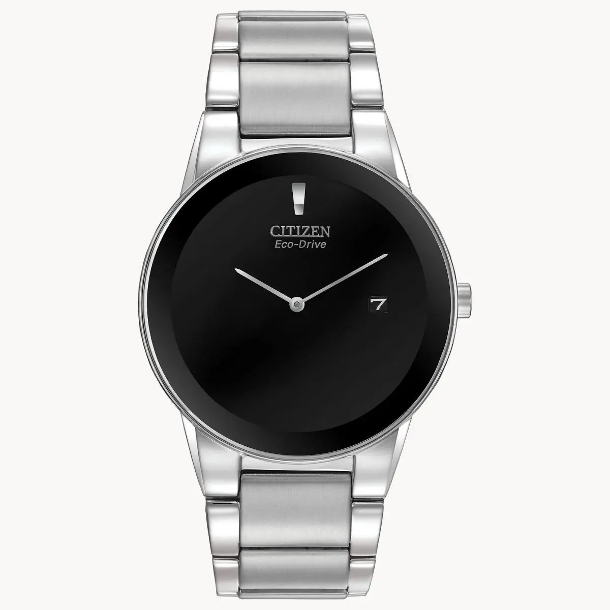 Citizen - Men`s Axiom Eco-drive Watch Stainless Steel W/black Model AU1060-51E - Silver-Tone, Dial: Black, Band: Blue, Silver