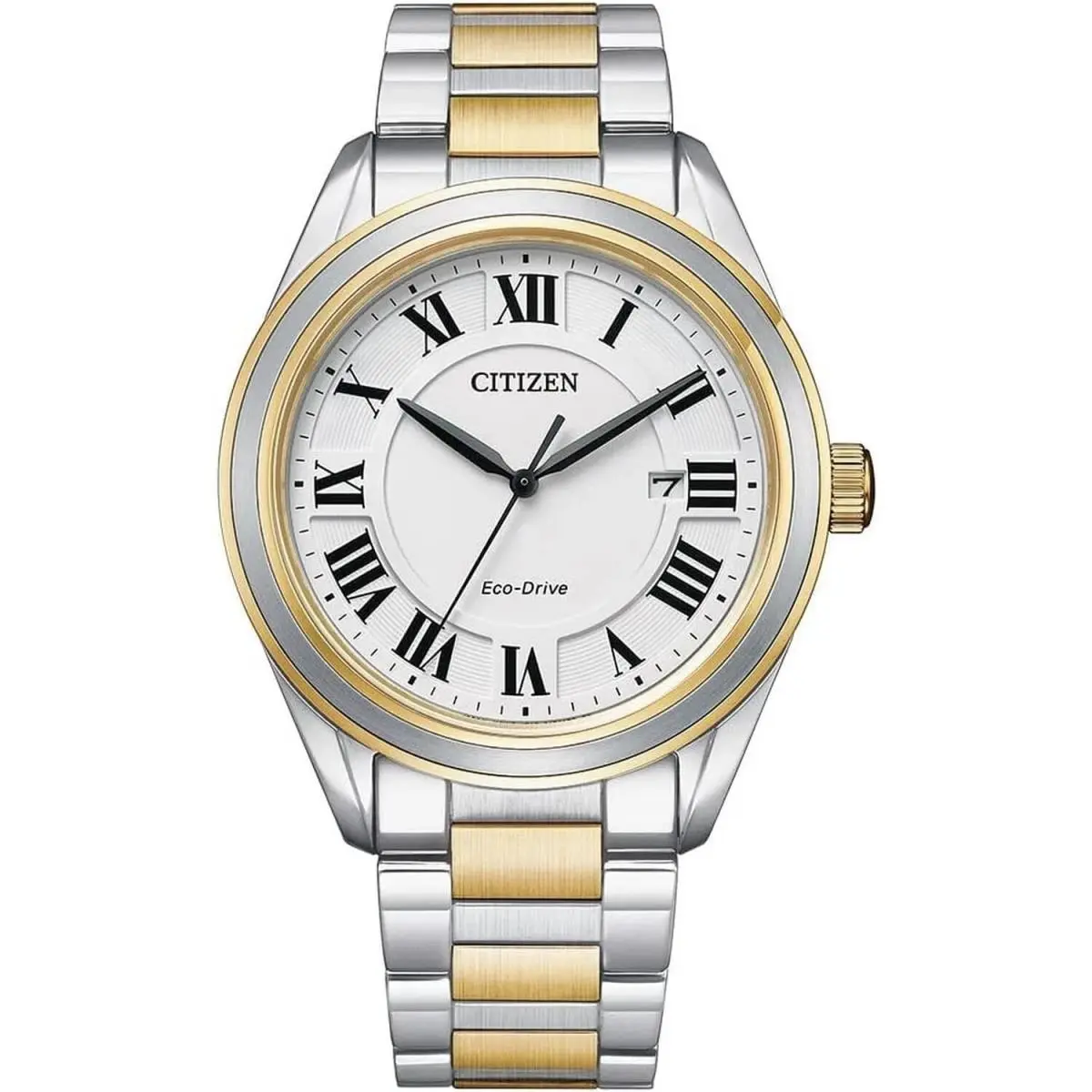 Eco-drive Arezzo 40mm Two Tone Steel Case Two Tone Steel Band White Dial by Citizen