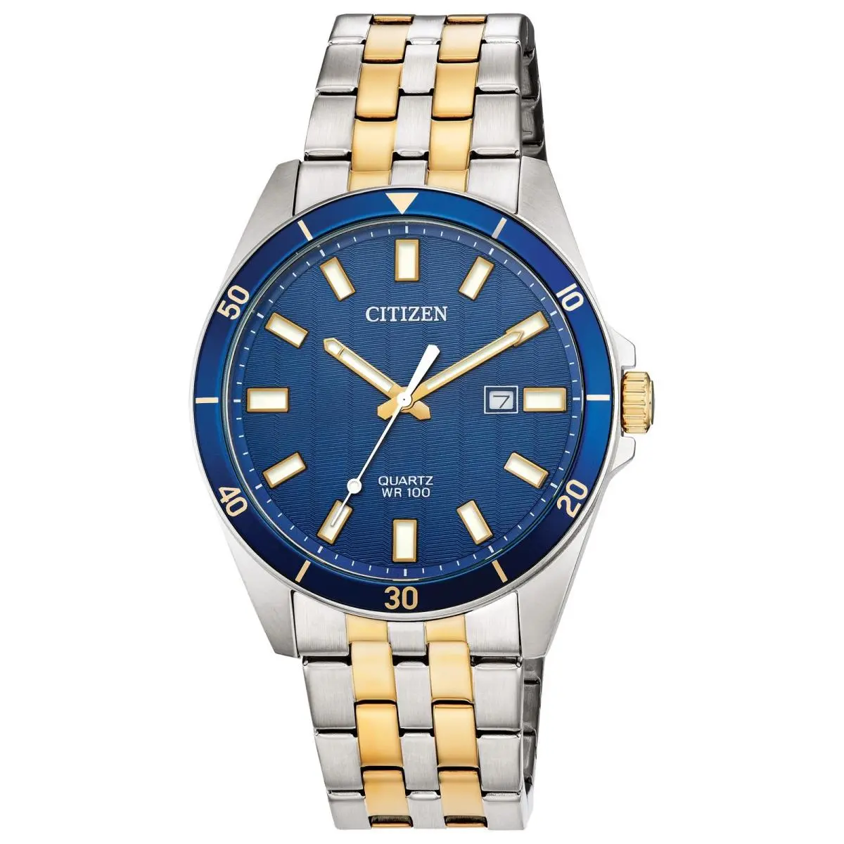 Citizen Quartz Mens Watch Stainless Steel Classic Two-tone - Silver/Gold Tone Bracelet & Blue Dial, Dial: Blue, Band: Multicolor
