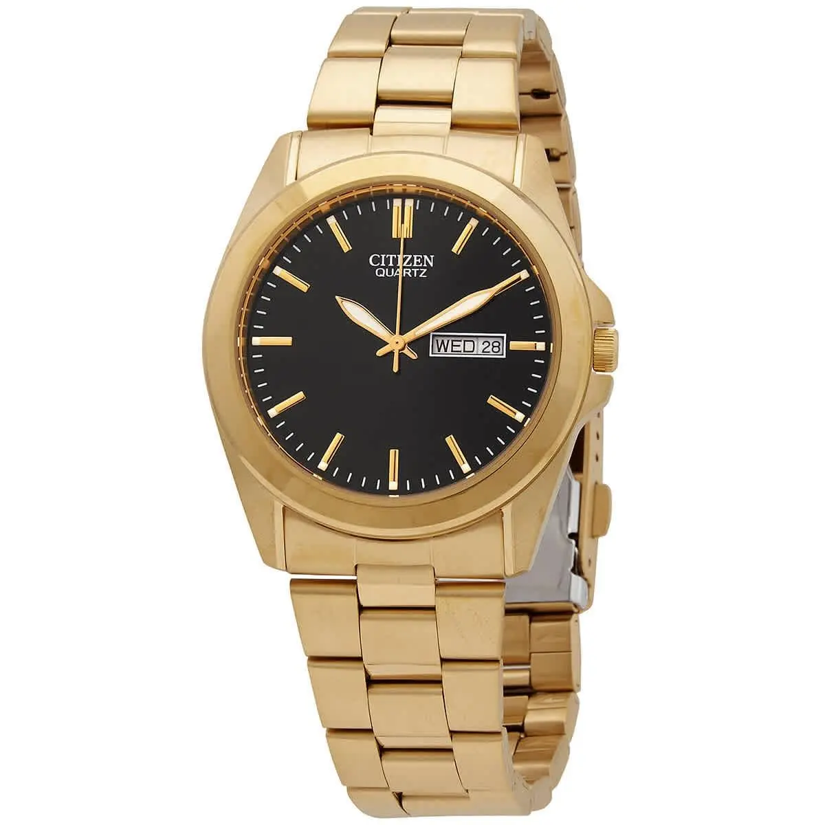 Citizen Quartz Black Dial Yellow Gold-tone Men`s Watch BF0582-51F