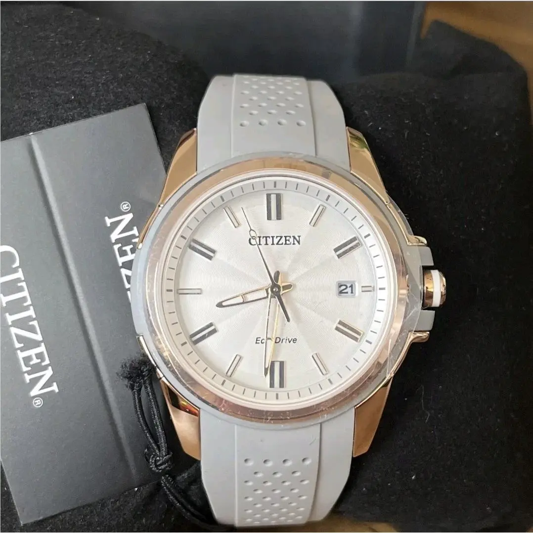 Citizen Eco-drive Grey Silicone Rose Gold Women`s Watch - FE6137-08A