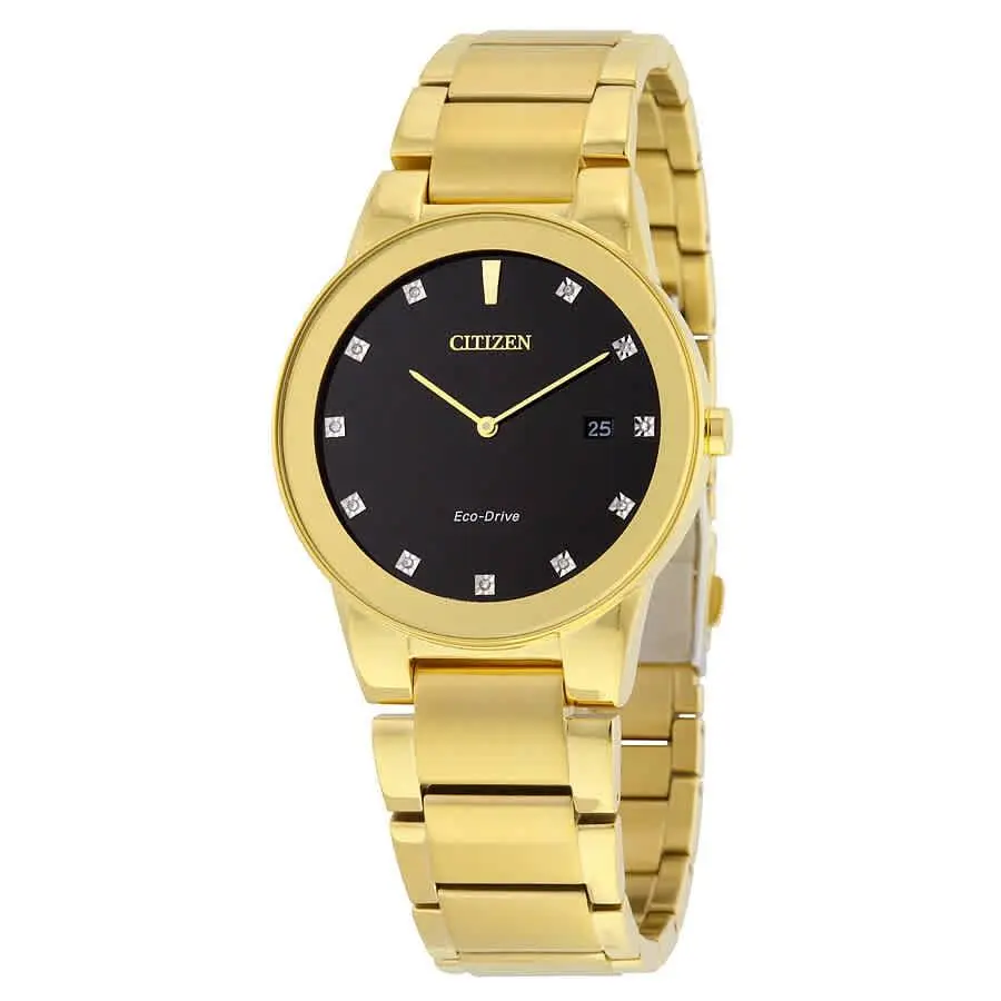 Axiom Black Dial Gold-tone Diamond Men`s Watch AU1062-56G by Citizen