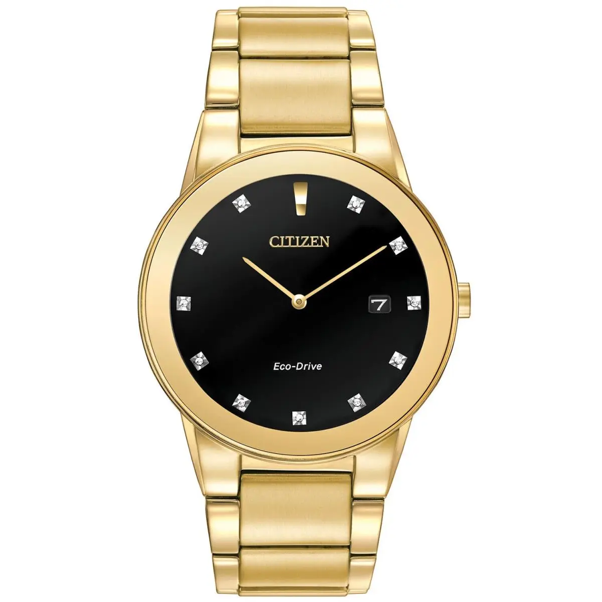 Citizen Eco-drive Axiom Mens Watch Stainless Steel Diamond Accents Crystal