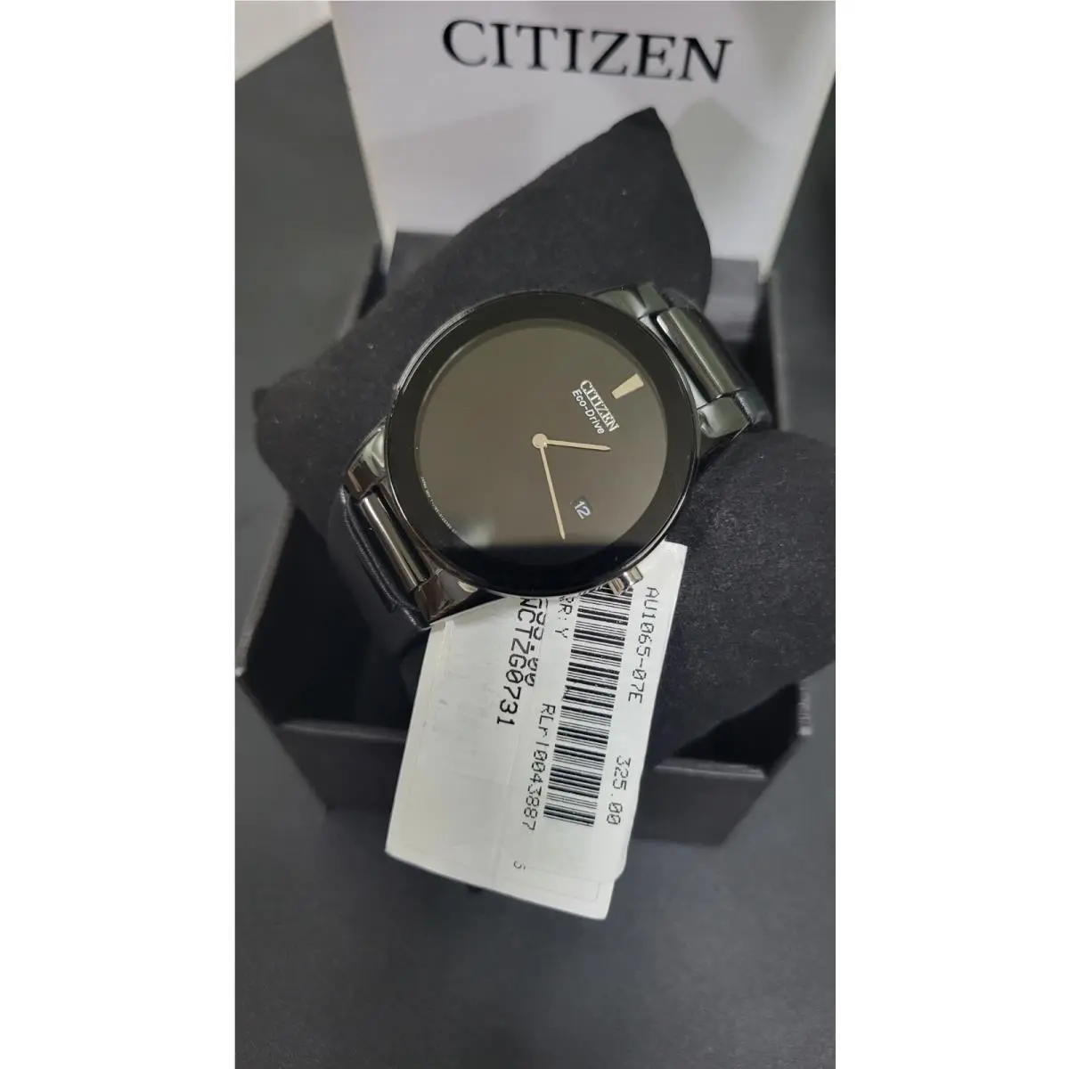 Citizen AU1065-07E Eco-drive Axiom Leather Band Men`s Watch - Black - Dial: Black, Band: Black