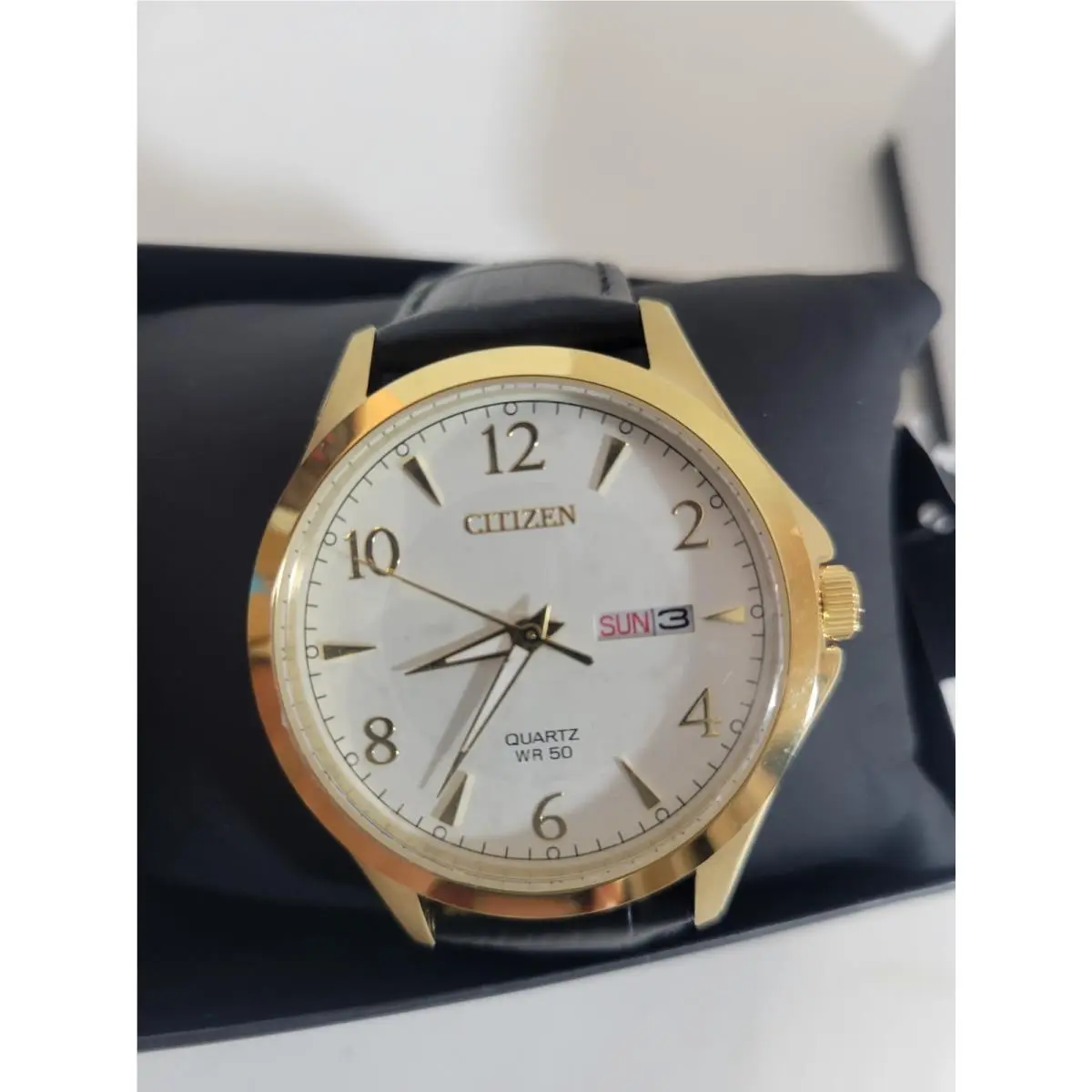 Quartz Silver Tone Dial Black Leather Strap Men`s Watch BF2003-25A by Citizen