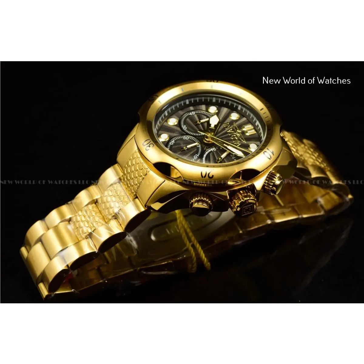 Invicta Venom Midsize Mens 47mm Sunray 18k Plated Gold Quartz Chrono Watch 47754