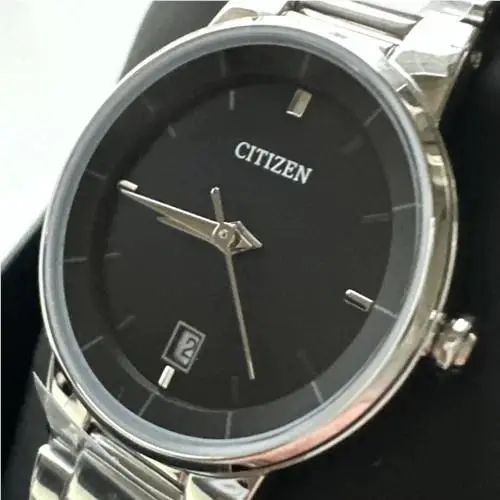 Citizen EU6010-53E Stainless Steel Silver Tone Black Dial Women`s Watch - Dial: Black, Band: Silver, Bezel: Silver, Black