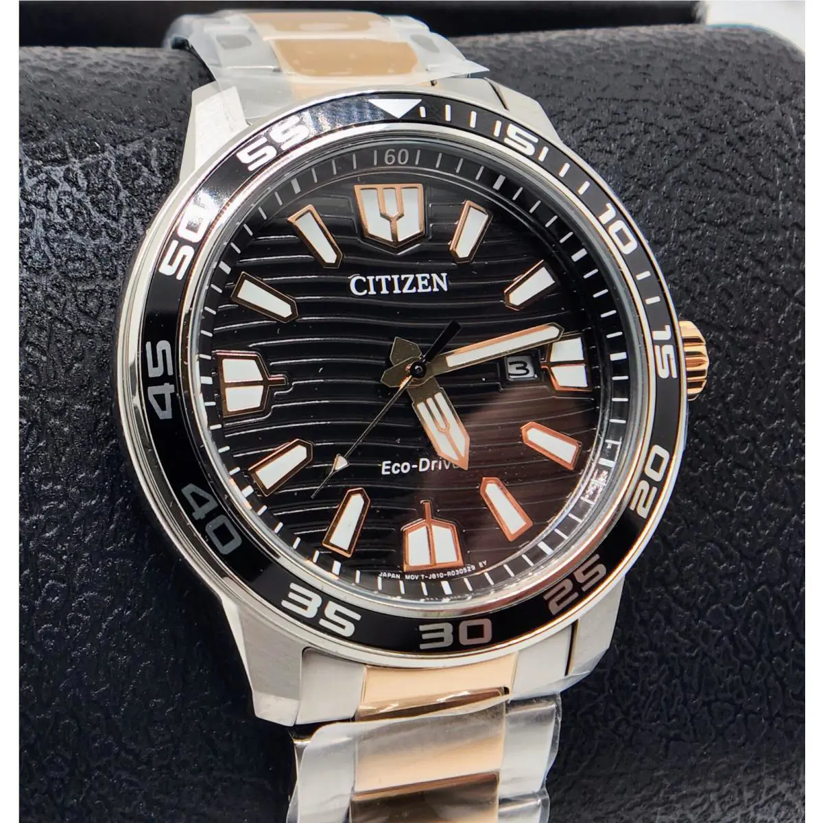 Citizen Eco-drive Dual Tone AW1706-52E Black Dial Date Display Men`s Watch