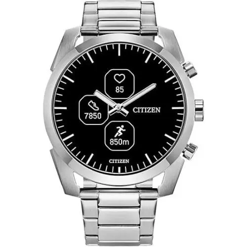 Citizen CZ Smart Hybrid JX2010-55E Black Dial Silver Bracelet Mens Wristwatch