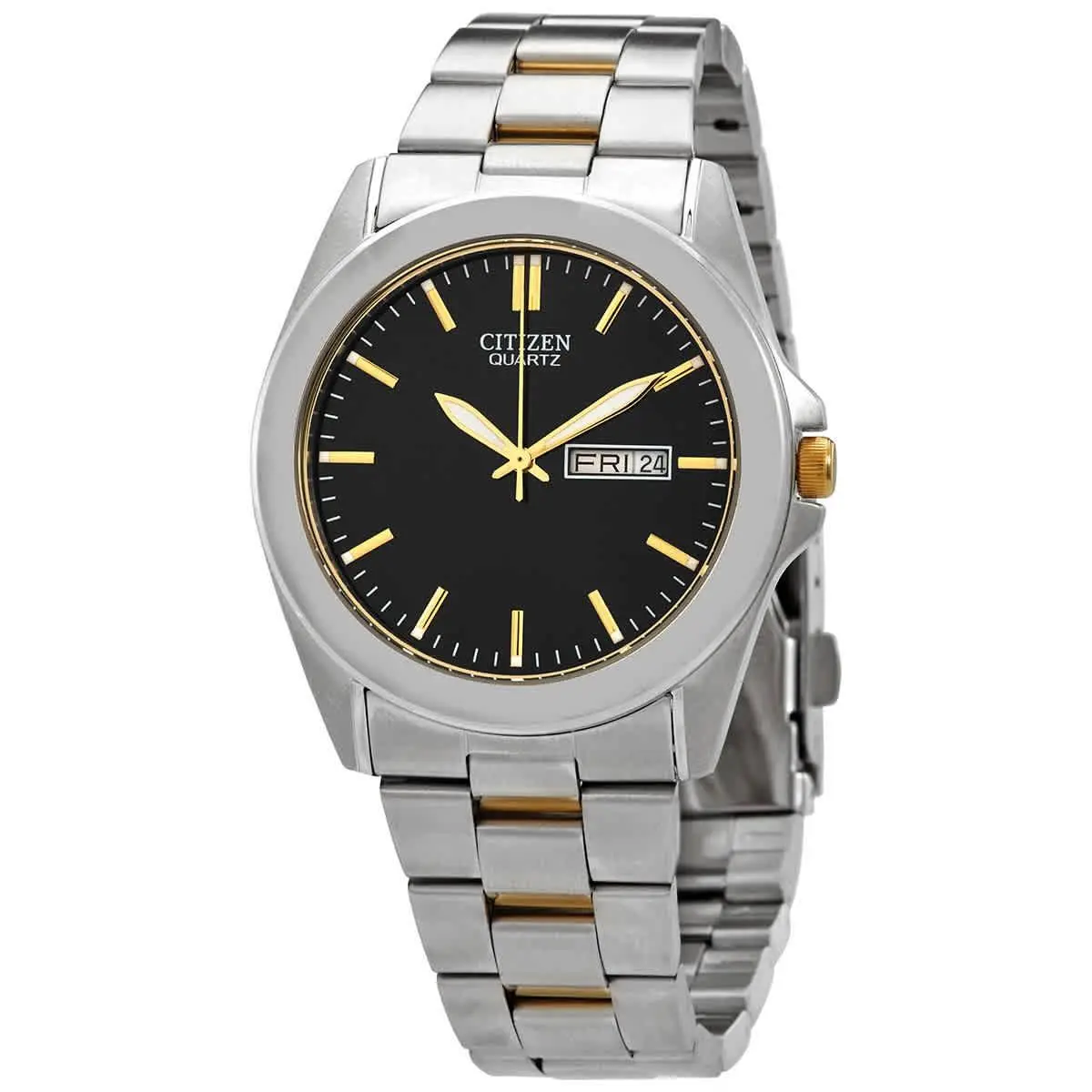 Citizen Quartz Black Dial Two-tone Men`s Watch BF0584-56E - Black, Dial: Black, Band: Two-tone (Silver-tone and Gold-tone)