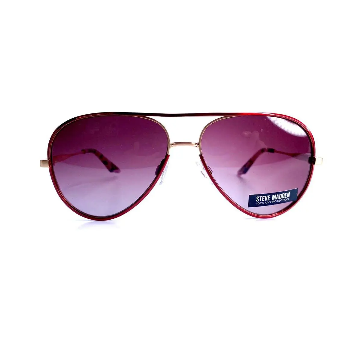 Steve Madden Red Wine Rose Gold Metal Aviator Sunglasses Breslin 57 14 135