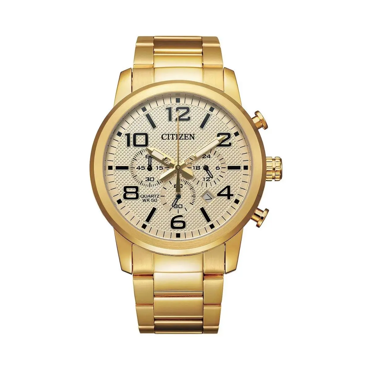 Citizen AN8052-55P Men`s Gold Tone Gold Dial Stainless Steel Chronograph Watch