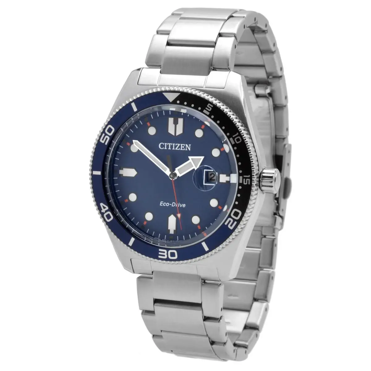 Men`s Watch Eco-drive Power Reserve Blue Dial Silver Bracelet AW1761-89L by Citizen