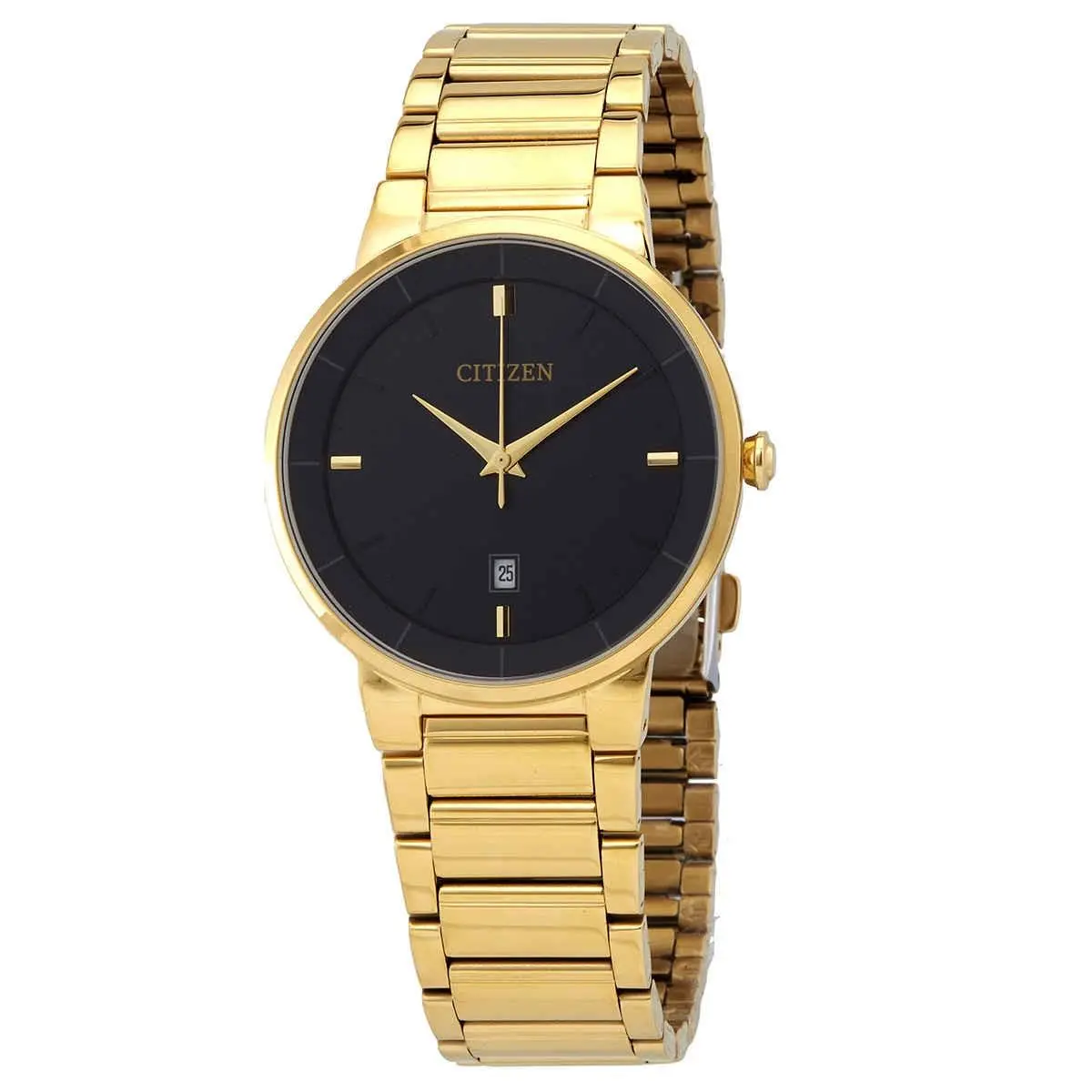 Citizen Quartz Black Dial Yellow Gold-tone Men`s Watch BI5012-53E