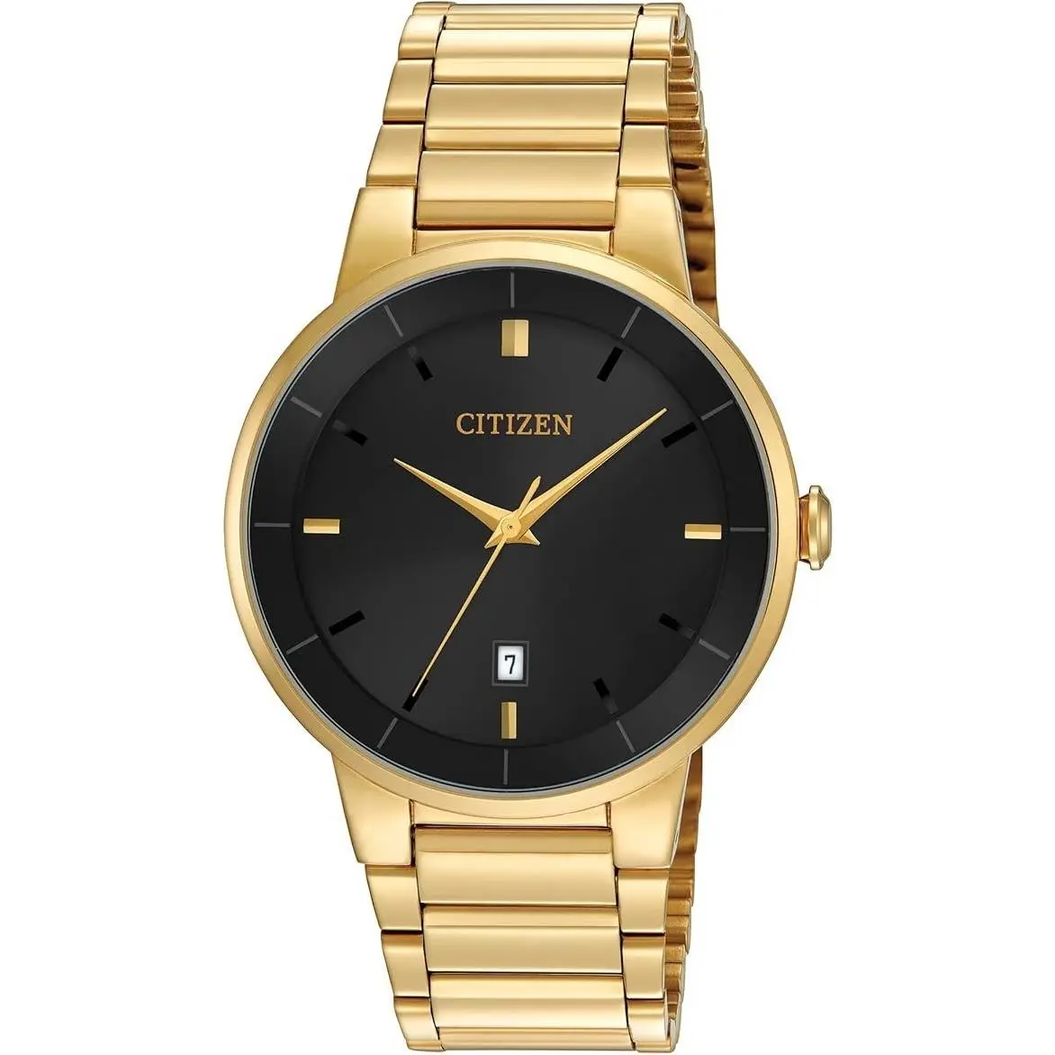 Citizen Men`s Quartz Black Dial Yellow Gold-tone Watch - BI5012-53E
