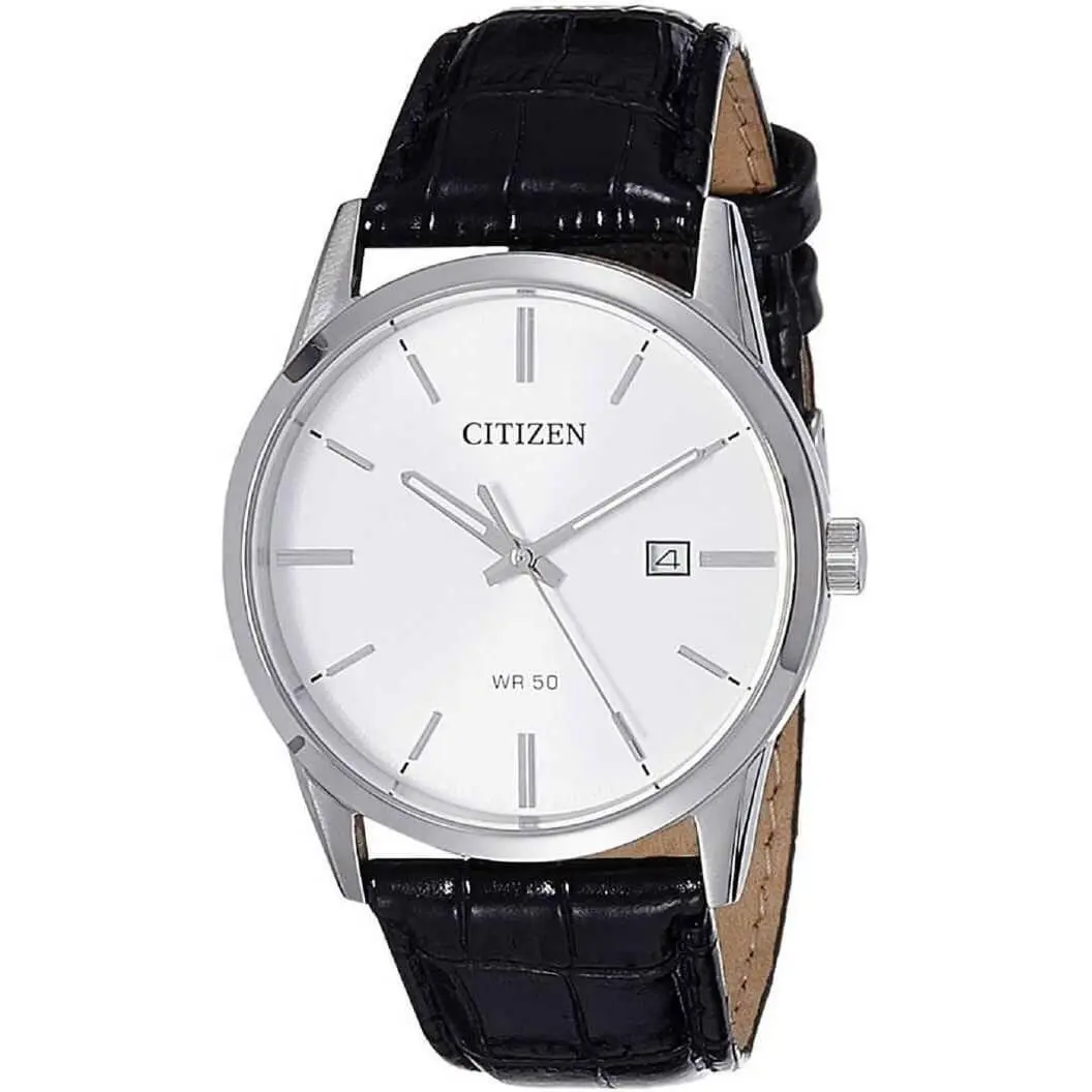Citizen BI5000-01A Men`s Quartz Silver Tone Dial Black Strap Watch