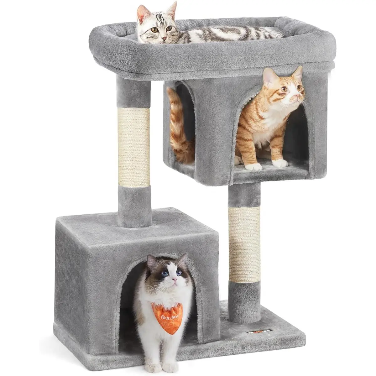 Citizen Feandrea Cat Tree 33.1-Inch Cute Cat Tower Plush Kitten Condo Light Gray - Light Gray, Dial: Black, Band: Black