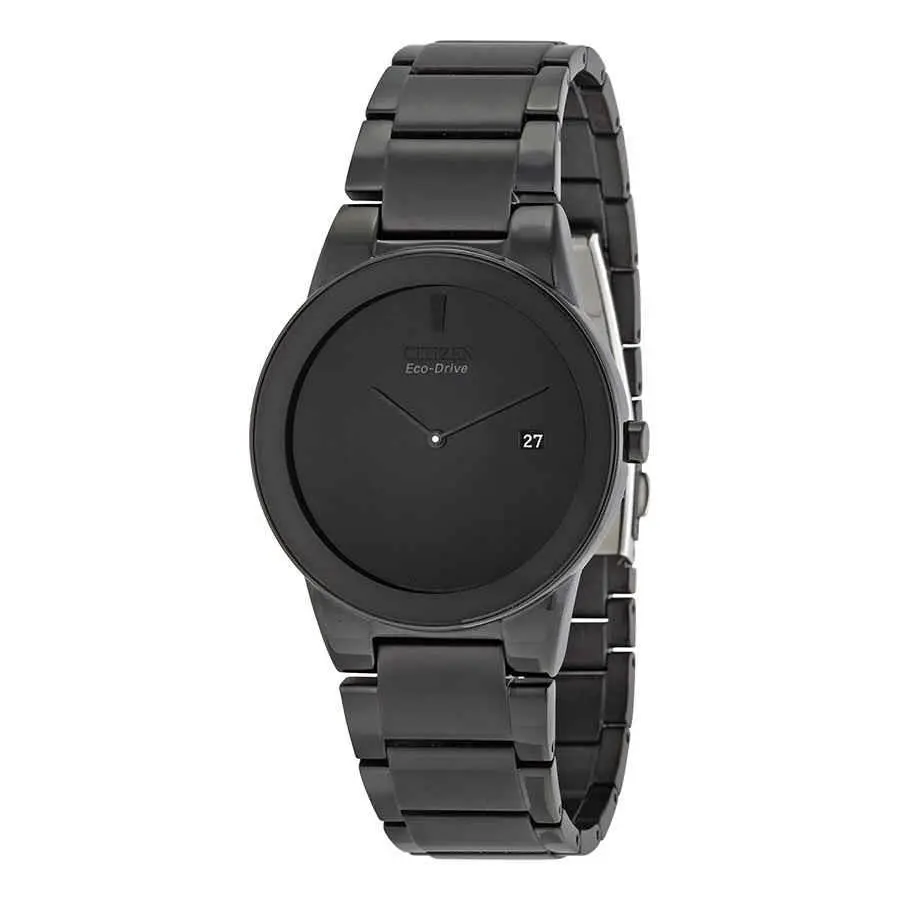 Citizen Axiom Eco Drive Black Dial Black Ion-plated Men`s Watch AU1065-58E