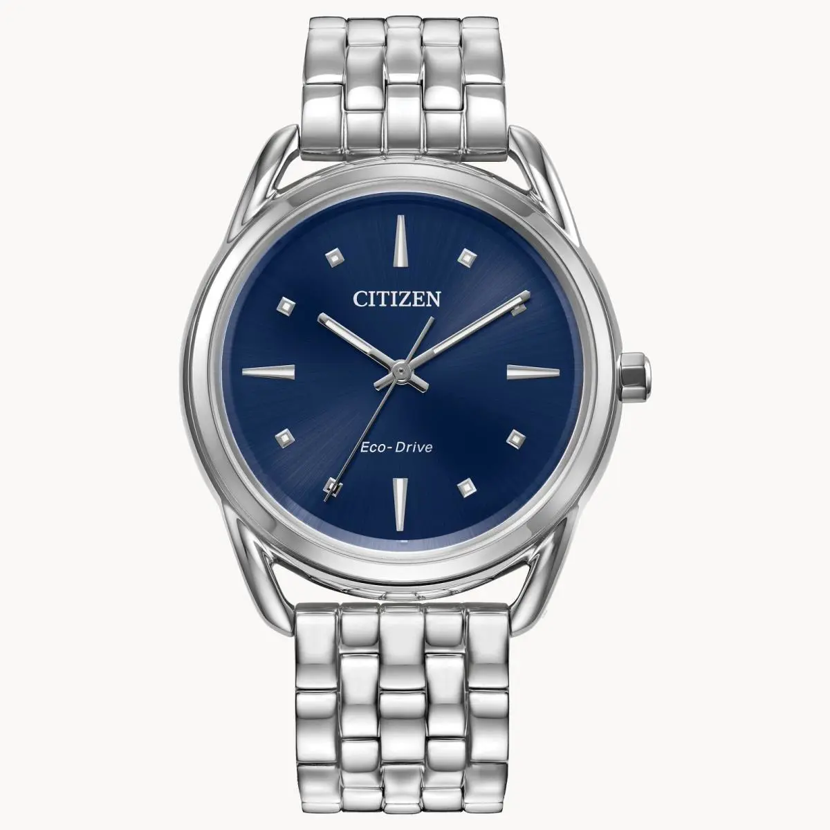 Citizen Eco-drive Bracelet Ladies Watch FE7090-55L - Dial: Blue, Silver, White, Band: Silver, Bezel: Silver