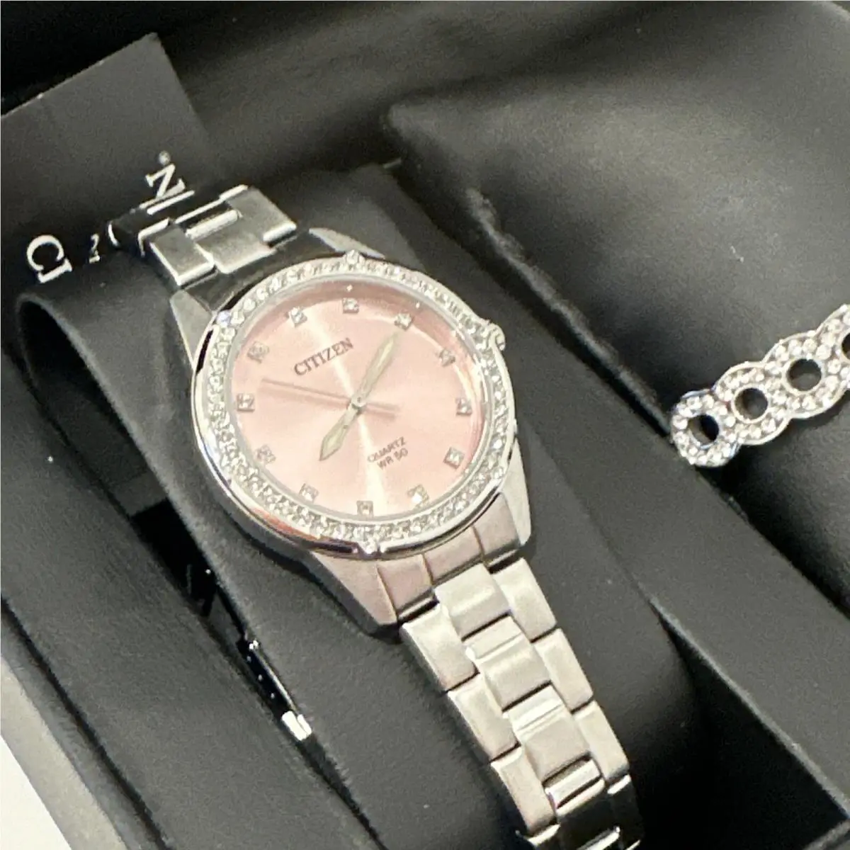 Womens Crystal Accent Silver Tone Stainless Steel Er0220-60x Set by Citizen