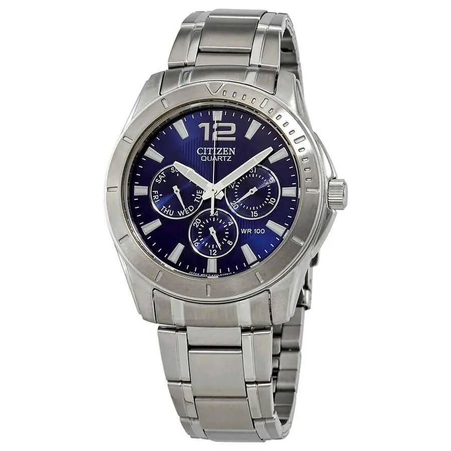 Quartz Blue Dial Stainless Steel Men`s Watch AG8300-52L by Citizen