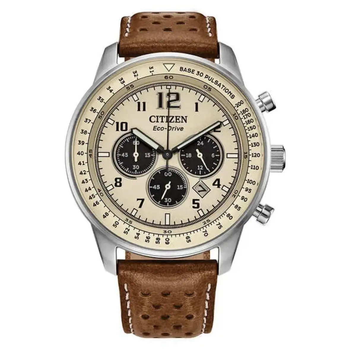 Citizen Men`s CA4500-08X Eco-drive Chronograph Stainless Steel Leather Watch