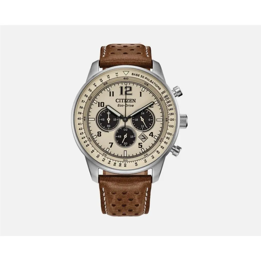 CA4500-08X Eco-drive 44MM Chronograph Men`s Watch Brown Leather by Citizen