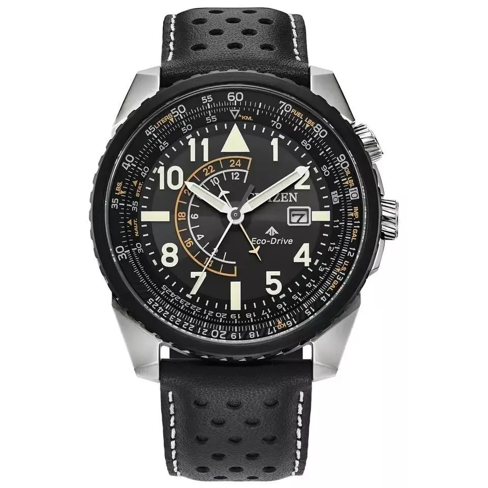 Citizen Eco-drive Promaster Nighthawk Quartz Leather Band Men Watch BJ7137 - Dial: Black, Band: Black