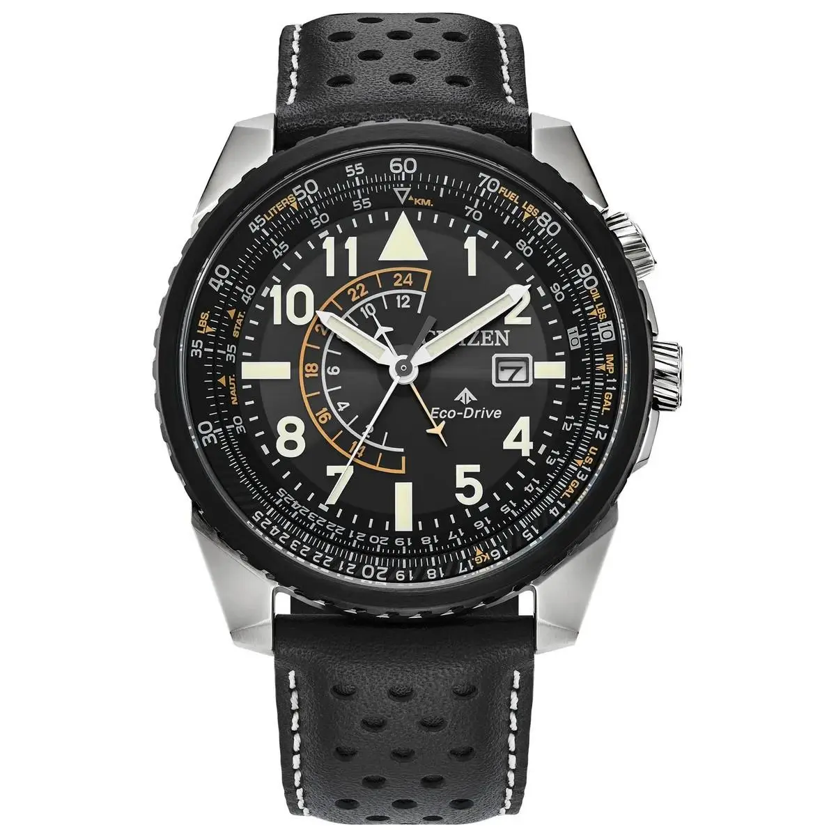 Citizen BJ7137-07E Eco-drive Promaster Nighthawk Quartz Leather Band Men Watch - Dial: Black, Band: Black