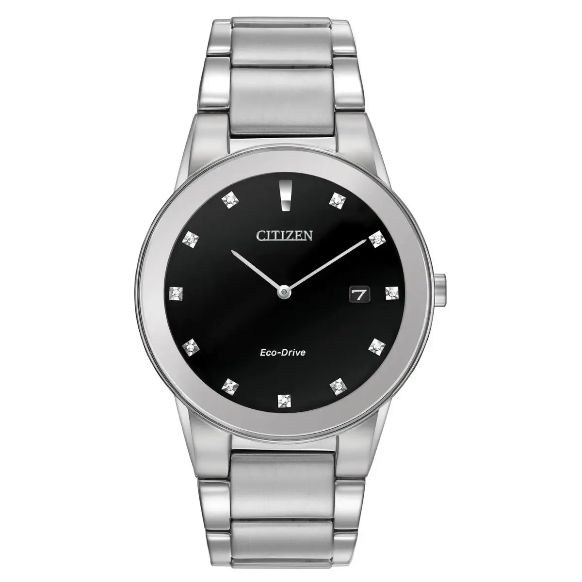 Eco-drive Axiom AU1060-51G Men`s 40mm Stainless Steel Black Dial Watch by Citizen