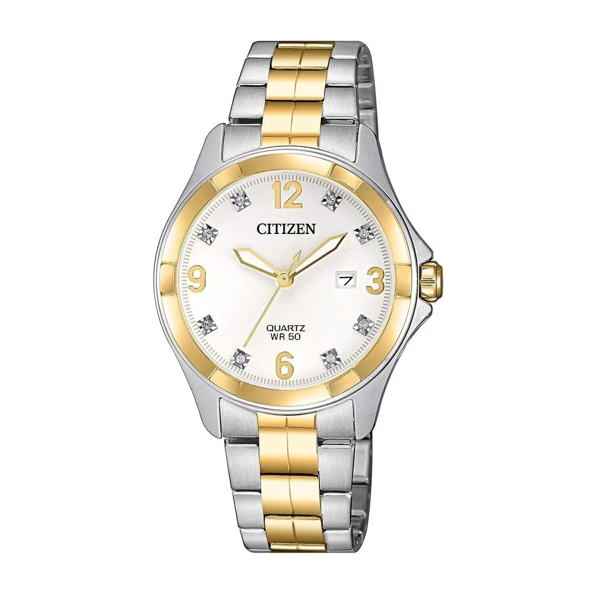 Ladies White Dial Quartz Two Tone Watch - EU6084-57A by Citizen