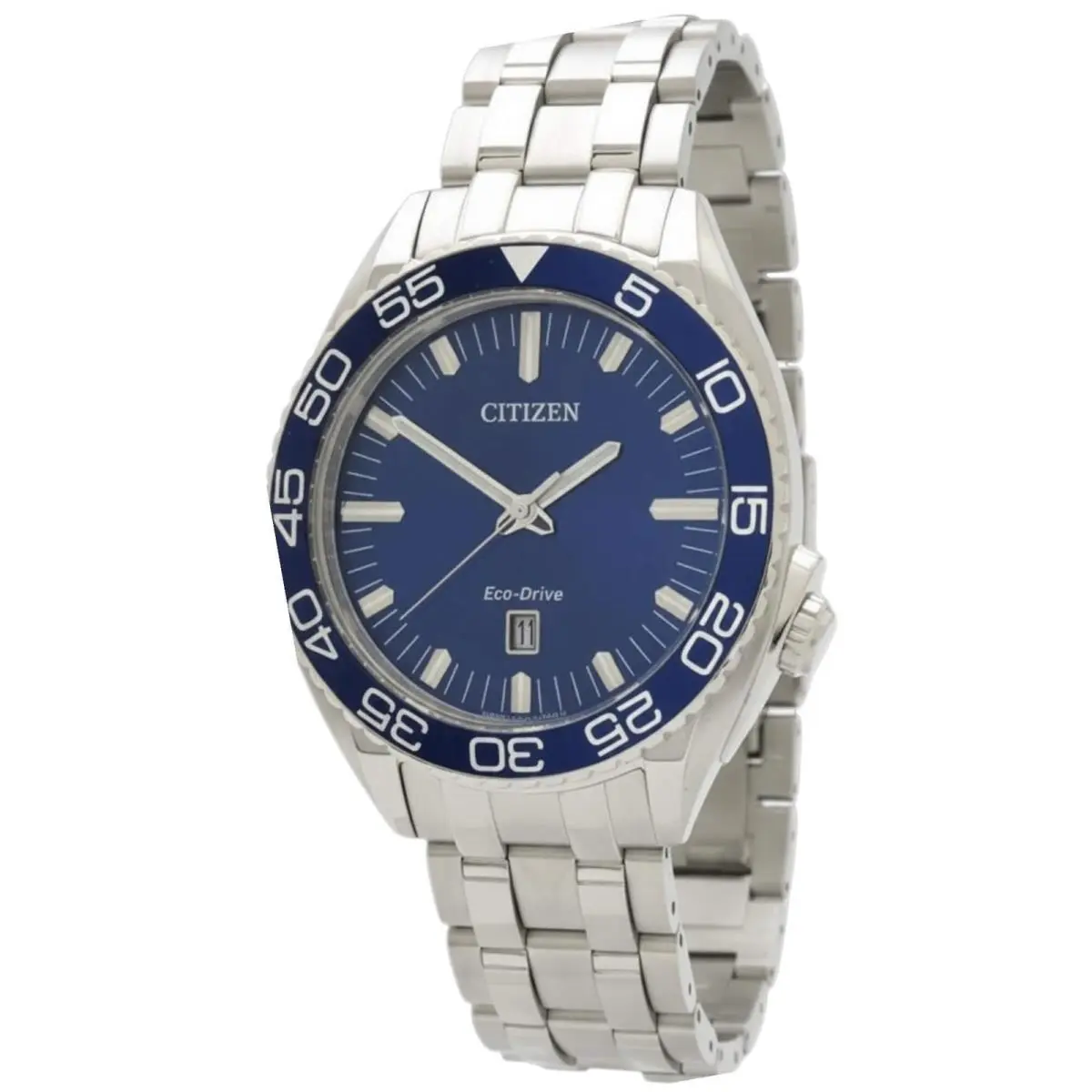 Men`s Watch Carson Eco-drive Blue Dial Silver Steel Bracelet AW1770-53L by Citizen