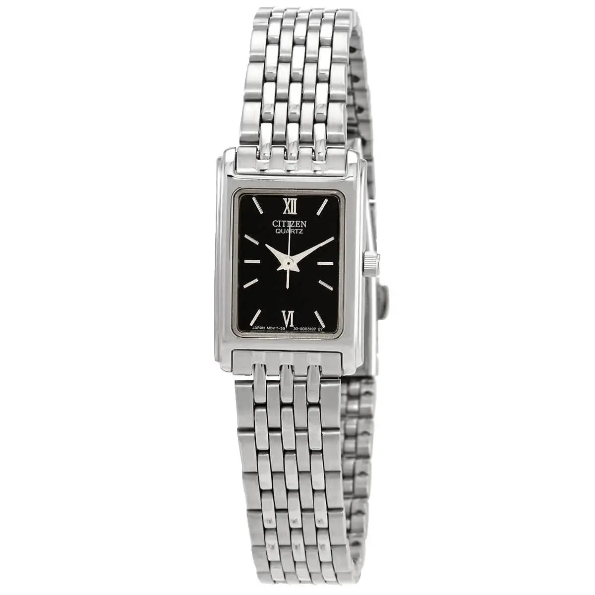 Citizen Classic Quartz Women Watch Stainless Steel Black Dial EJ5850-57E - Dial: Black, Band: Silver, Bezel: Silver