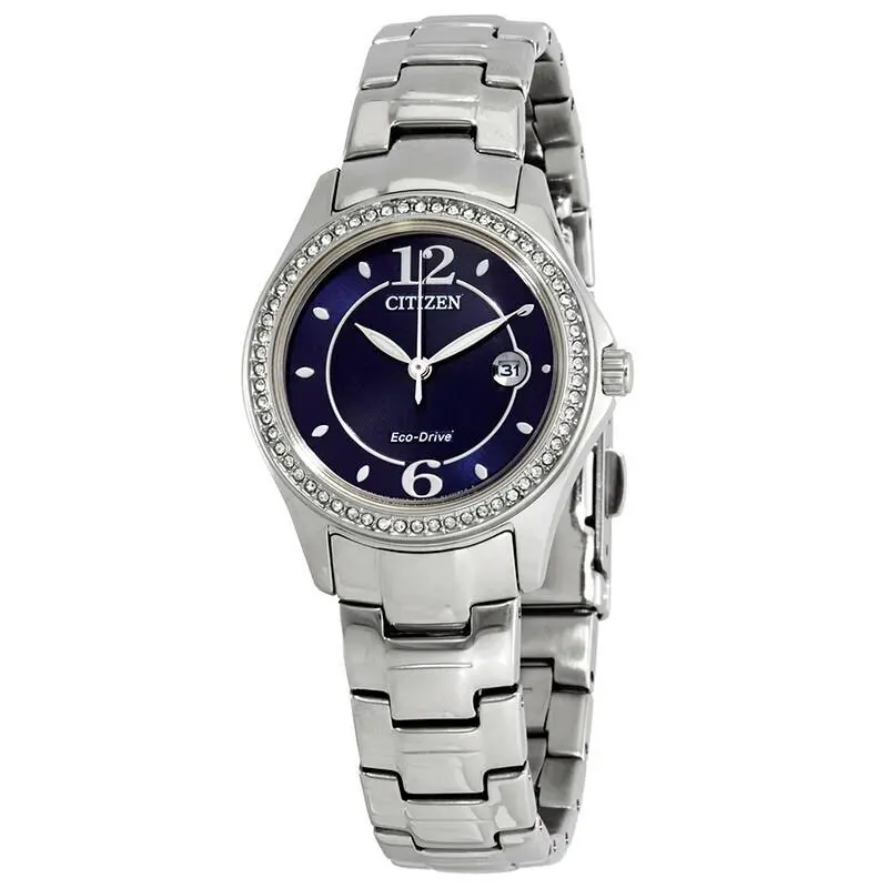 Citizen Silhouette Crystal Eco-drive Stainless Steel Watch - FE1140-86L - Dial: Blue, Band: Silver, Bezel: Silver