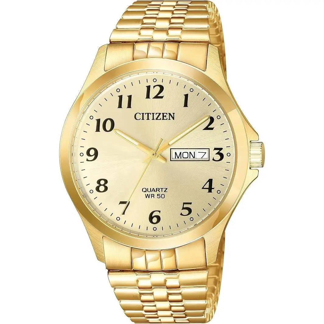 Citizen BF5002-99P Men`s Quartz Gold Tone Expansion Band Day Date Analog Watch