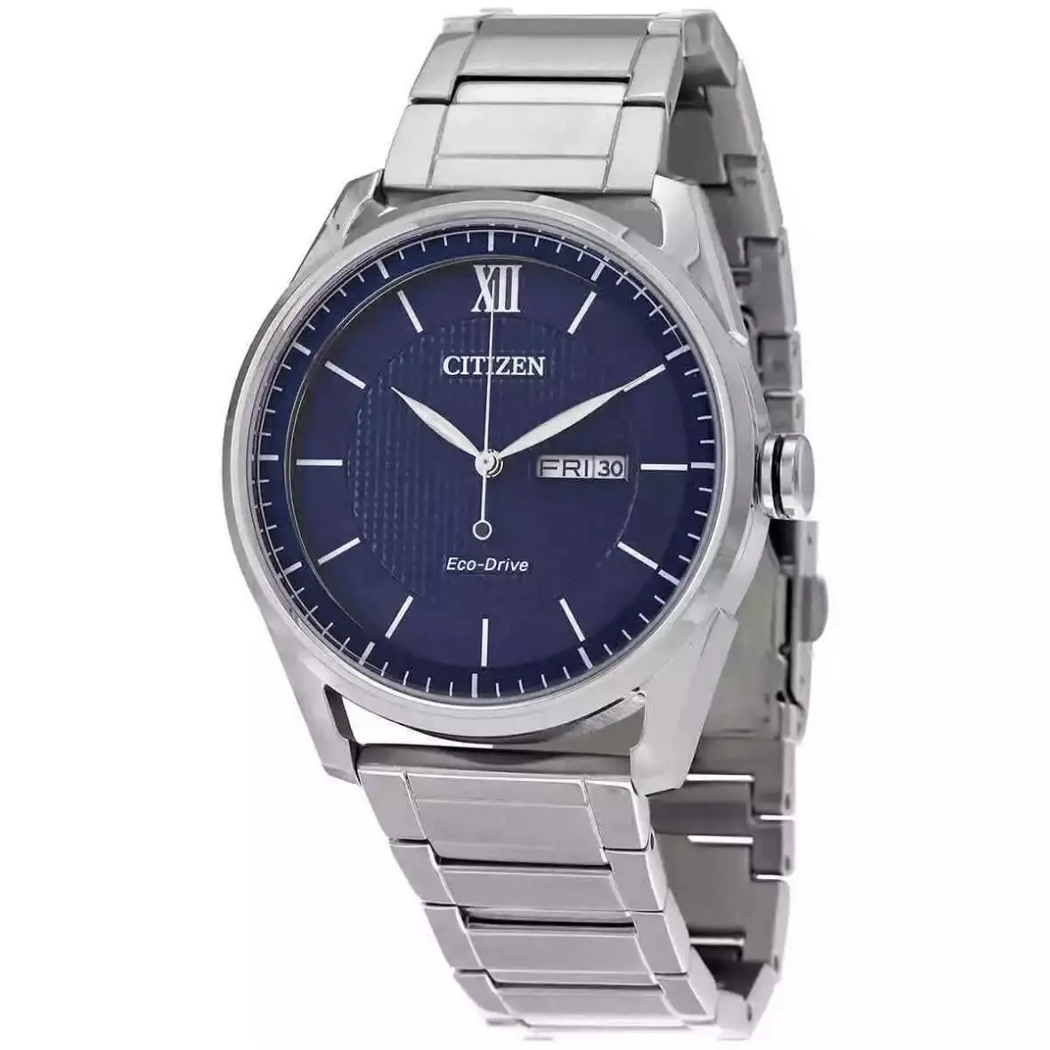 Citizen Men`s Watch Classic Eco-drive Blue Dial Steel Bracelet AW0081-54L