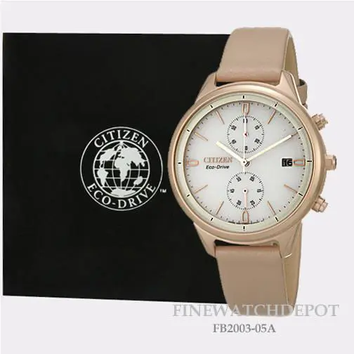 Citizen Eco-drive Women`s Pink Gold Tone Chandler Watch FB2003-05A