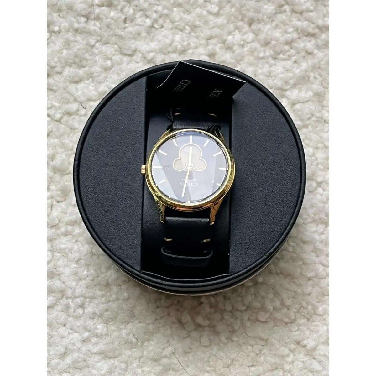 Citizen Eco Drive Disney Mickey Mouse Gold Tone Stainless Steel Watch BV1132-16W