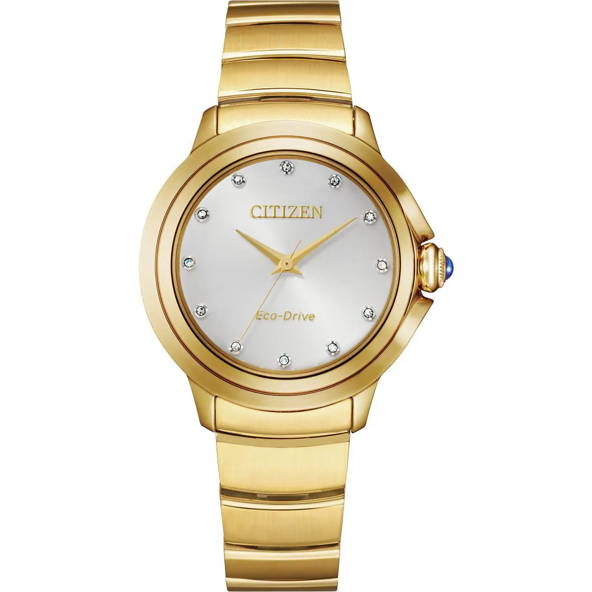 Citizen Watch Women Eco-drive EM0952-55A - Dial: White, Band: Gold, Bezel: Gold