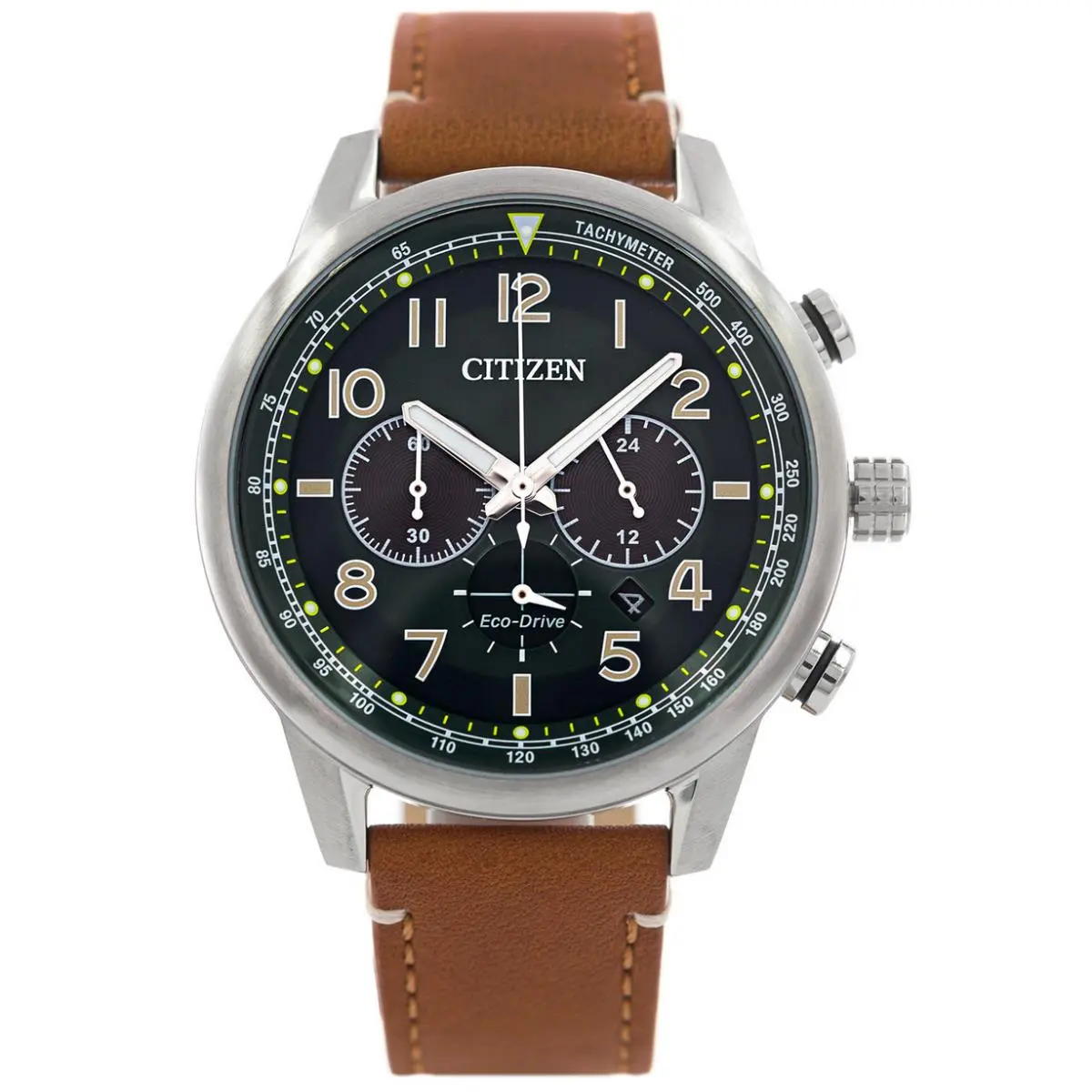 Green Dial Eco-drive CA4420-21X Chronograph Date Display Men`s Watch by Citizen