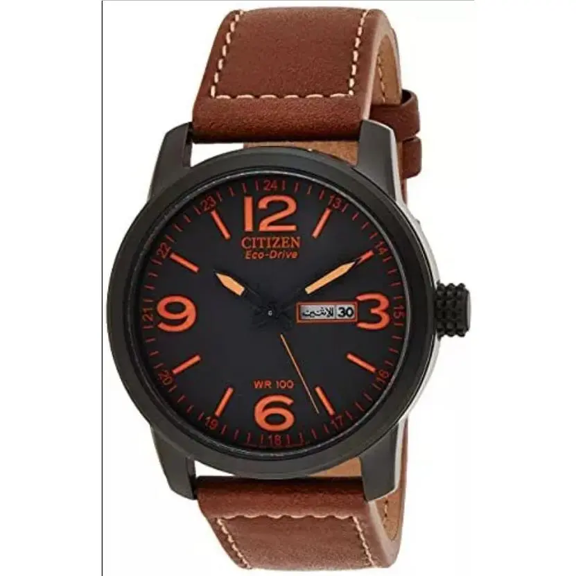 Citizen Eco-drive Black Dial Brown Leather Strap Men`s Watch BM8475-26E F/s