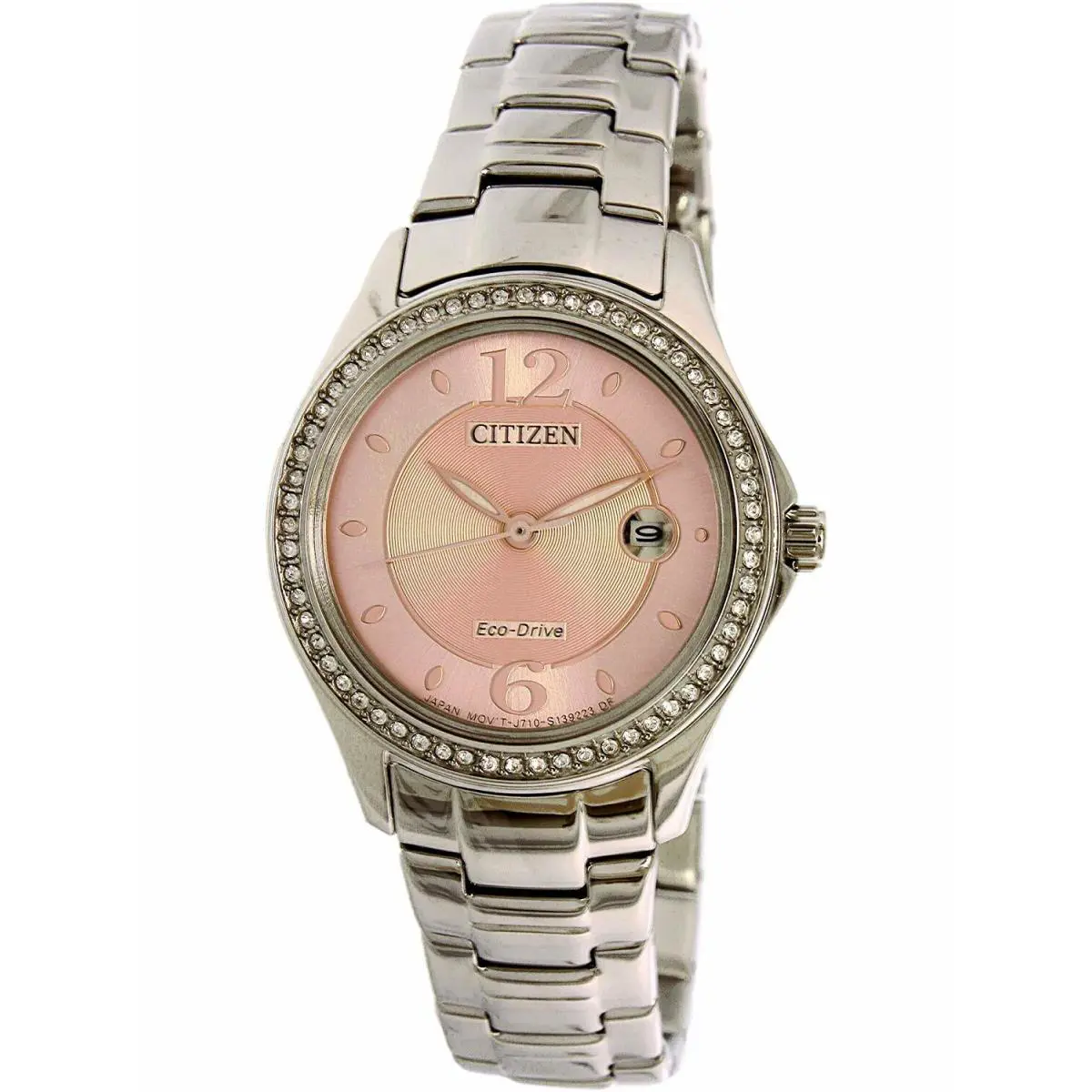 Citizen FE1140-86X Sihouette Eco Drive Crystal Date Pink Dial Women`s Watch