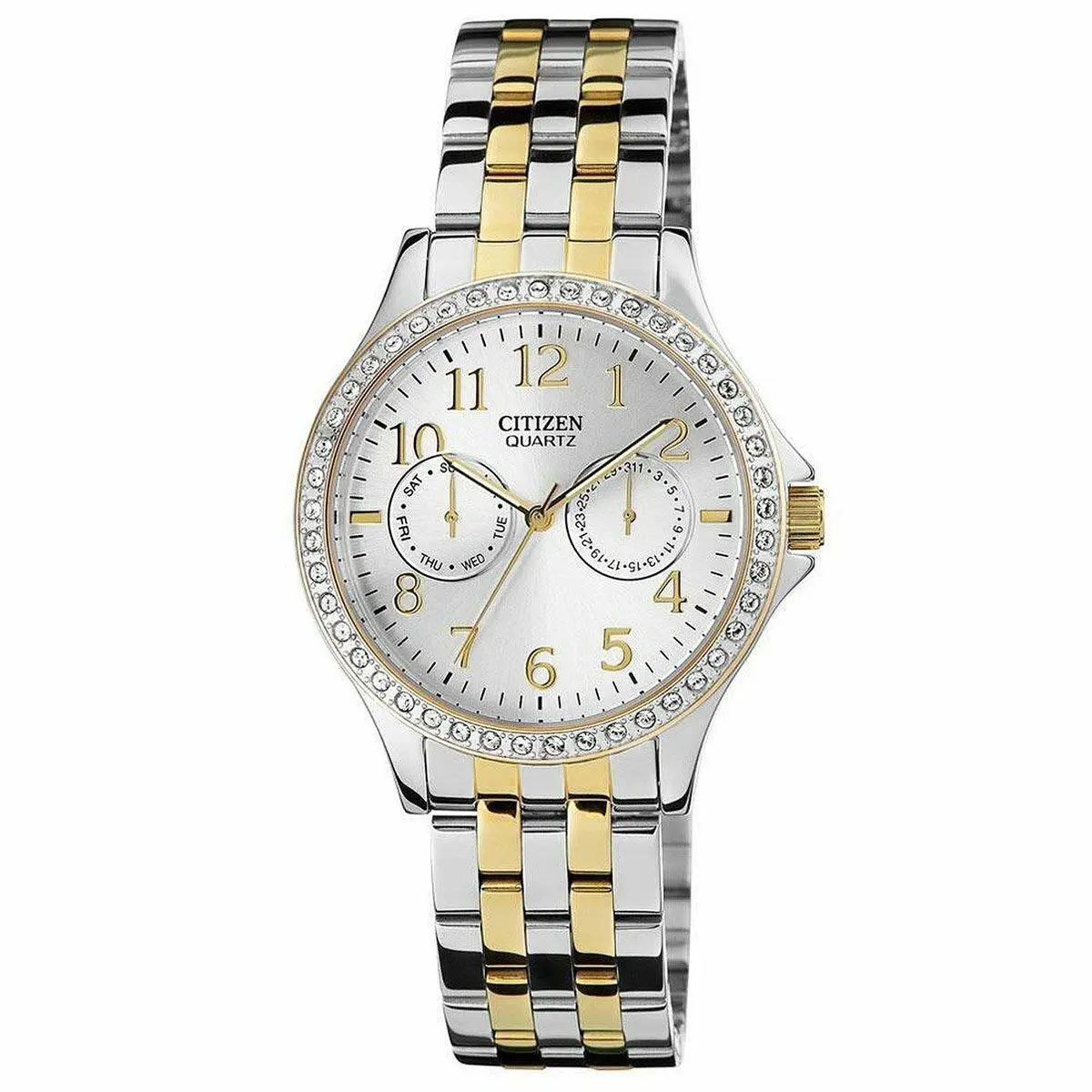 Citizen ED8114-57A Women`s Quartz Two-tone Watch with Accent Stones