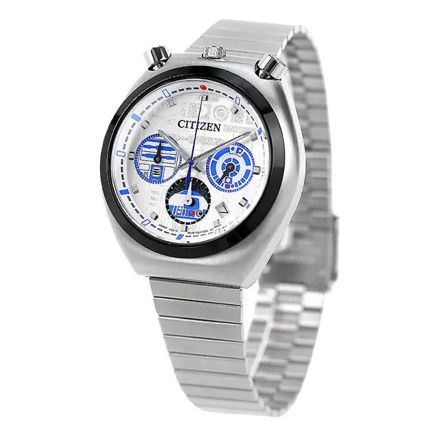 Citizen Star Wars R2-D2 AN3666-51A Chronograph Unisex Date Indicator Watch - Dial: Silver, Band: Silver, Bezel: Silver