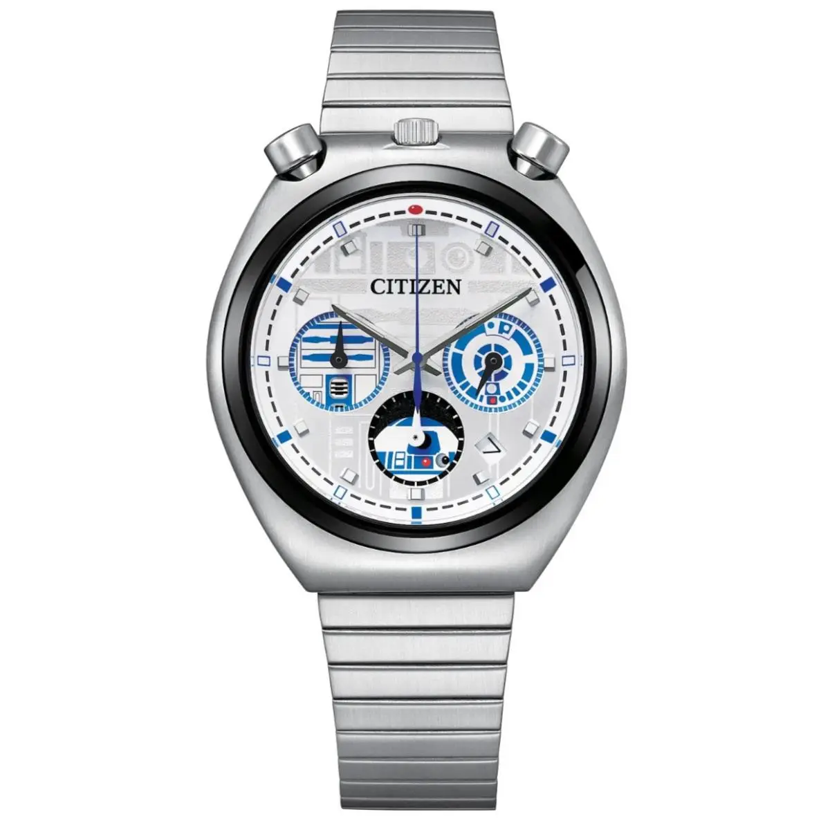 Citizen Star Wars R2-D2 Chronograph Mineral Crystal Unisex Watch AN3666-51A - Dial: Silver, Band: Silver, Bezel: Silver