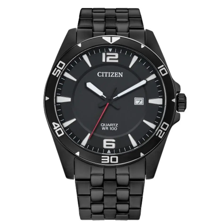 Citizen Quartz Classic Black Stainless Steel Date Men`s Watch BI5055-51E