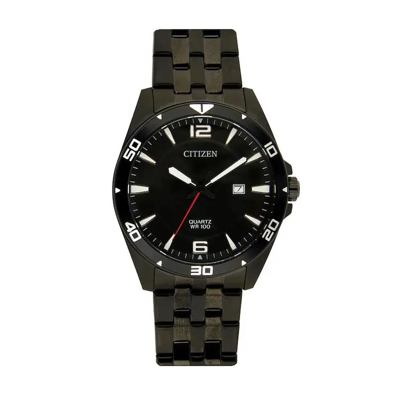 Citizen Quartz Black Dial Black-plated Men`s Watch BI5055-51E