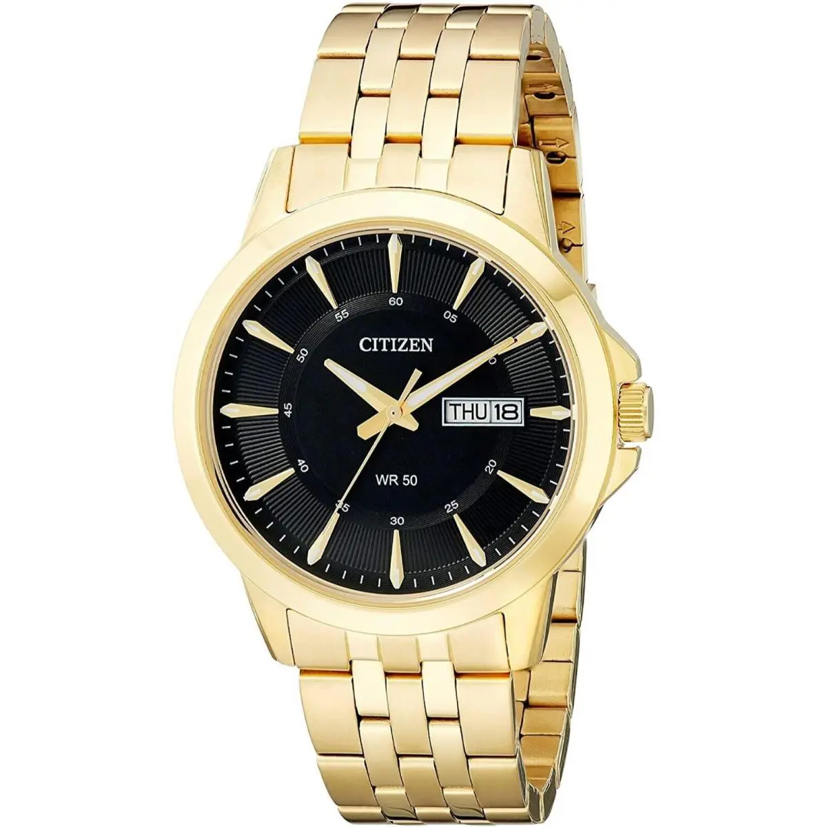 Mens Quartz Gold Tone Stainless Black Dial Day Date Watch BF2013-56E by Citizen