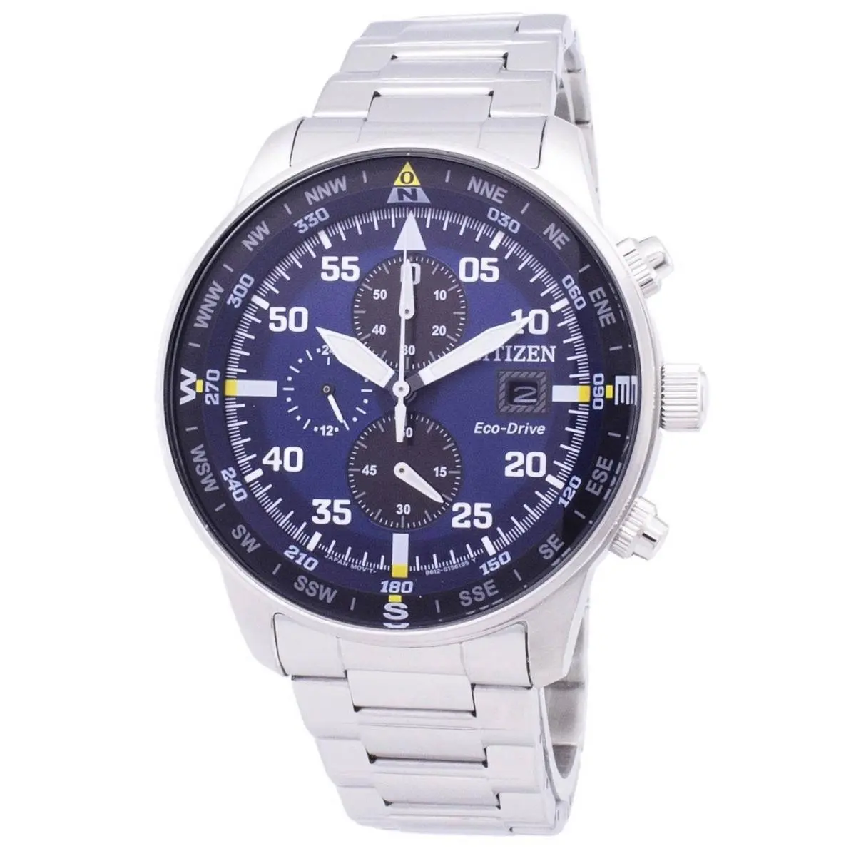 Aviator Chronograph Compass Blue Dial Eco-drive CA0690-88L Mens Watch by Citizen