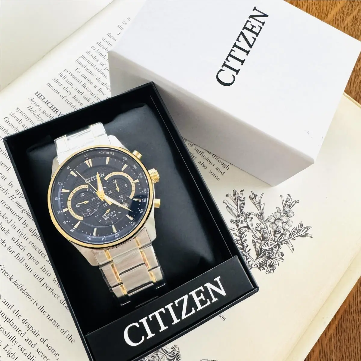 Sport Chronograph Men`s Blue Gold Dial Watch AN8194-51L by Citizen